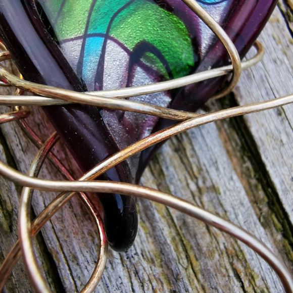 Artisan Created Art Glass and Wire Wrapped Choker Necklace - Picture 10 of 14